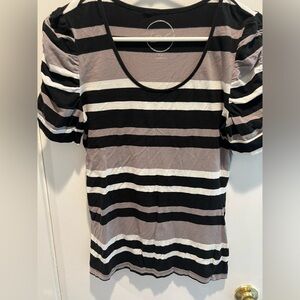 Inc striped top poofy sleeves